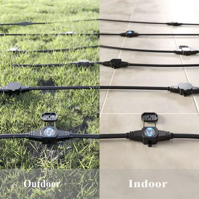 Alt view image 7 of 7 - 25FT Power Extension Cord 3 Prong, 16 Gauge SJTW 5-15R Cable Male Plug to Female Connector,7 Outlets Multiple Evenly-Spaced Plug,Suitable for Stage Setting or Outdoor,UL Certified Outlet Cable