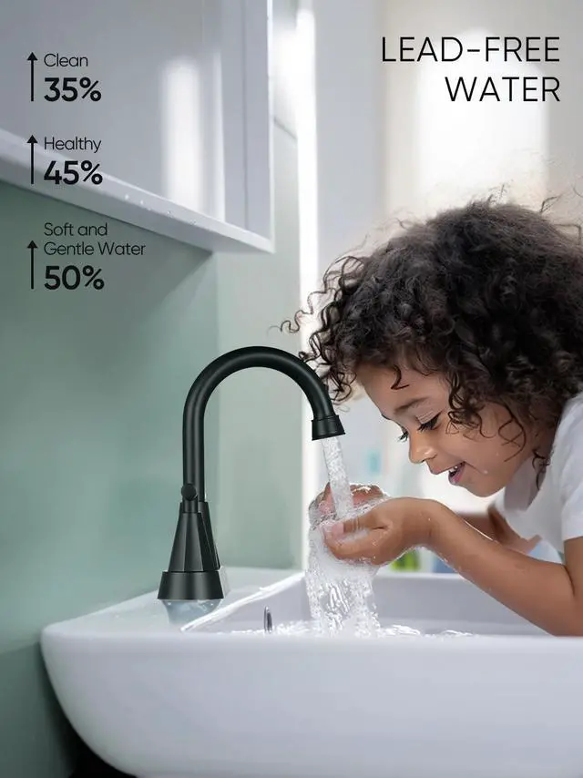 Alt view image 6 of 7 - Matte Black Bathroom Faucets, Centerset Bathroom Sink Faucet 4 Inch | with Pop Up Drain and Supply Hoses, 2 Handle Stainless Steel Faucet for Vanity, RV, Farmhouse, 2 or 3 Hole