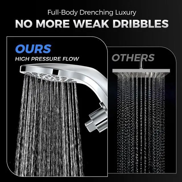 Alt view image 3 of 7 - High Pressure Rain Shower Head with Handheld Spray Combo | Detachable Dual Shower Head with 10 Sprays Modes - Upgrade Knob Spray Mode Selector and Magnetic Guidance Docking System