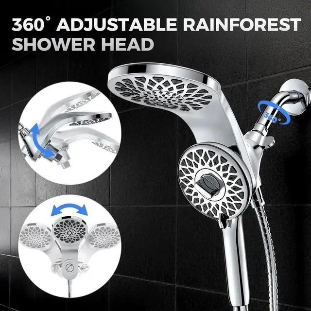 Alt view image 7 of 7 - High Pressure Rain Shower Head with Handheld Spray Combo | Detachable Dual Shower Head with 10 Sprays Modes - Upgrade Knob Spray Mode Selector and Magnetic Guidance Docking System
