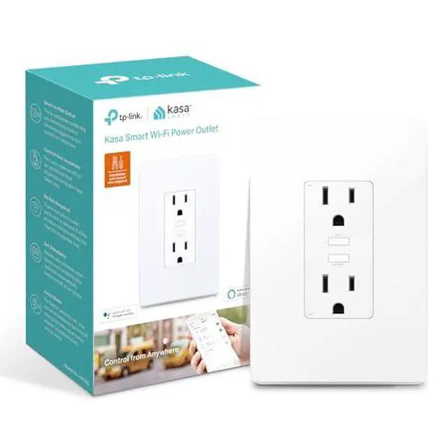 Alt view image 2 of 7 - Plug KP200, In-Wall Smart Home Wi-Fi Outlet Works with Alexa, Google Home, No Hub Required, Remote Control, ETL Certified, White, 1 Pack