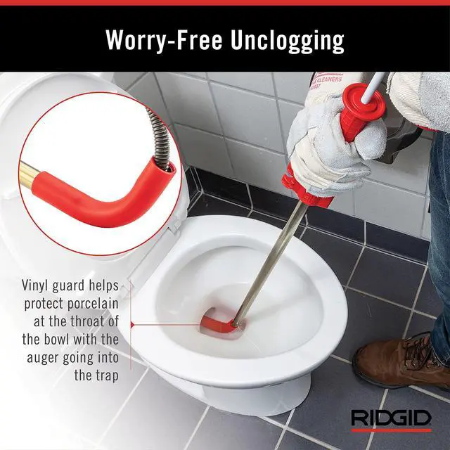 Alt view image 3 of 7 - 59787 Model K-3 Toilet Auger with Unclogging 3-Foot Snake and Bulb Head