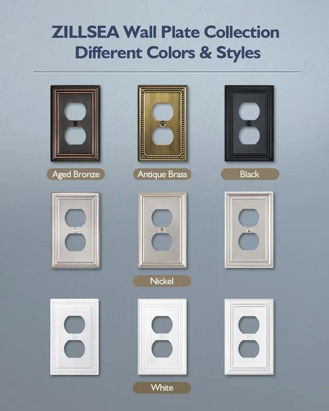 Alt view image 7 of 7 - Switch Plates Outlet Covers, 4-Pack Metal Wall Plates, Aged Bronze | Midsize Duplex Outlet Cover for Electrical Outlets, Light Switches, Ideal for Kitchen Bedroom Bathroom Nursery Hallway, etc