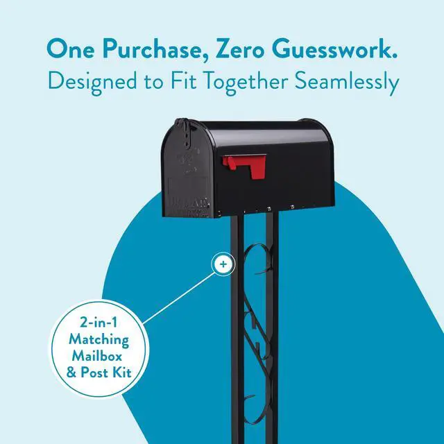 Alt view image 3 of 7 - Mailbox to Go Mailbox with Post, Black, Medium | Includes the matching post and all hardware. Galvanized steel build and rust-resistant powder-coat finish. USPS approved