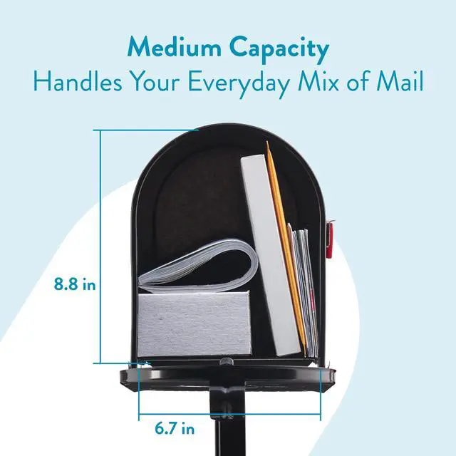 Alt view image 4 of 7 - Mailbox to Go Mailbox with Post, Black, Medium | Includes the matching post and all hardware. Galvanized steel build and rust-resistant powder-coat finish. USPS approved