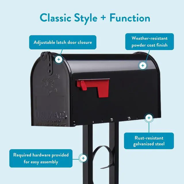 Alt view image 5 of 7 - Mailbox to Go Mailbox with Post, Black, Medium | Includes the matching post and all hardware. Galvanized steel build and rust-resistant powder-coat finish. USPS approved