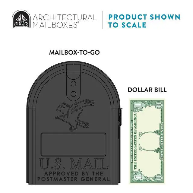 Alt view image 7 of 7 - Mailbox to Go Mailbox with Post, Black, Medium | Includes the matching post and all hardware. Galvanized steel build and rust-resistant powder-coat finish. USPS approved