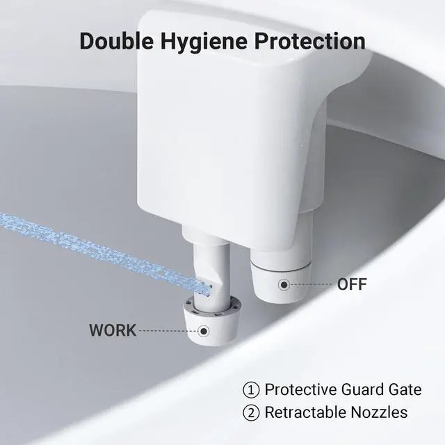Alt view image 4 of 7 - Bidet Attachment for Toilet Seat Sprayer - Non Electric Dual Nozzle with Cold Water - Self Cleaning Toilets Bathroom Spray for Butt Wash - Easy Slim Adjustable Pressure Control Rv Bidets