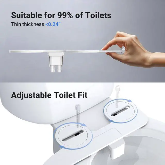 Alt view image 5 of 7 - Bidet Attachment for Toilet Seat Sprayer - Non Electric Dual Nozzle with Cold Water - Self Cleaning Toilets Bathroom Spray for Butt Wash - Easy Slim Adjustable Pressure Control Rv Bidets