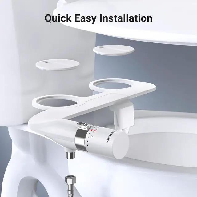 Alt view image 6 of 7 - Bidet Attachment for Toilet Seat Sprayer - Non Electric Dual Nozzle with Cold Water - Self Cleaning Toilets Bathroom Spray for Butt Wash - Easy Slim Adjustable Pressure Control Rv Bidets
