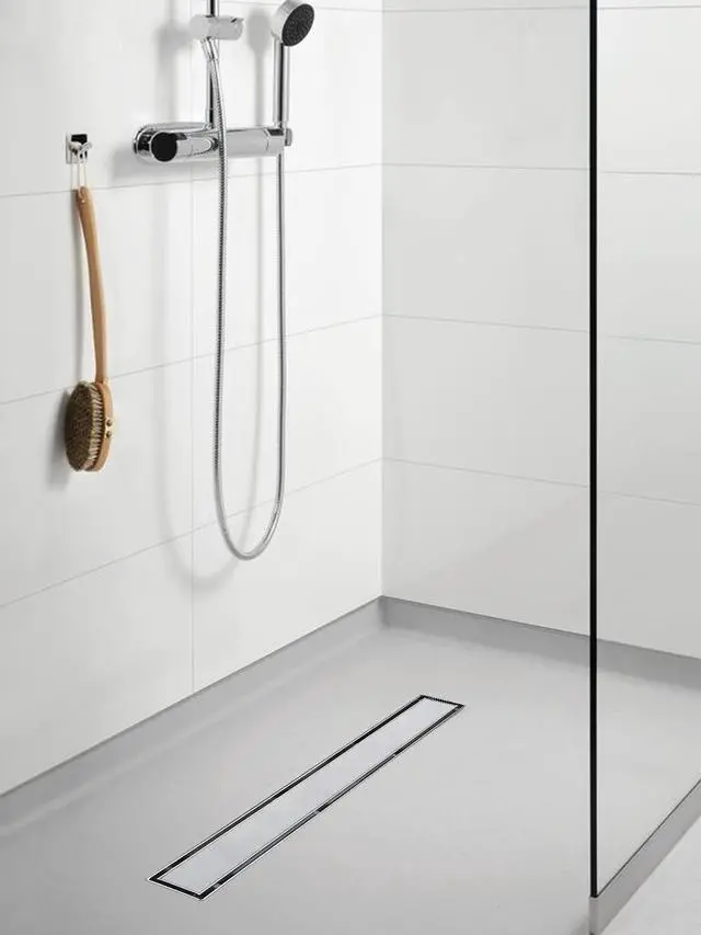 Alt view image 2 of 7 - 24"Linear Shower Drain Brushed Silver Drain with Tile Insert Grate | AISI 304 Stainless Steel Fast Drainage Rectangle Hidden Shower Trench,Detachable Hair Catcher Easy to install,Leveling Feet