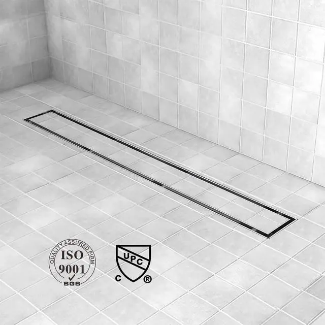 Alt view image 5 of 7 - 24"Linear Shower Drain Brushed Silver Drain with Tile Insert Grate | AISI 304 Stainless Steel Fast Drainage Rectangle Hidden Shower Trench,Detachable Hair Catcher Easy to install,Leveling Feet