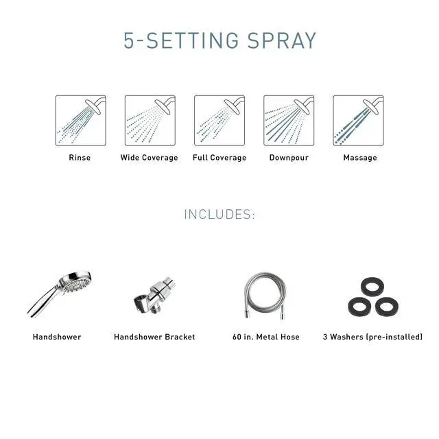 Alt view image 3 of 7 - Ignite Chrome Hand Held Shower Head Package With 2.5 GPM High Pressure Spray, 20091