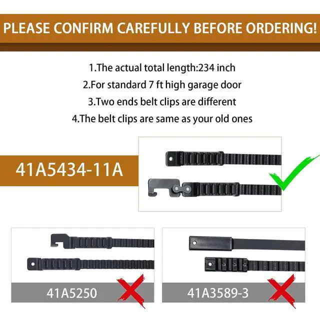 Alt view image 2 of 7 - Drive Belt 41A5434-11,234'' Garage Door Opener Belt ONLY for 7FT Doors,NOT Universal,41A5434-11A Belt for LiftMaster 2280 3280 and Select Chamberlain/LiftMaster/Whisper Belt Drive Garage Door Openers