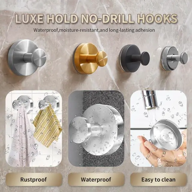 Alt view image 2 of 7 - 2026 Upgraded Drill-Free Stainless Steel Suction Cup Hooks Multi-Use | Suction Cup Hooks for Shower, Mirror, Wall, Bathroom, Glass, Hanging Towels - 4 Pack
