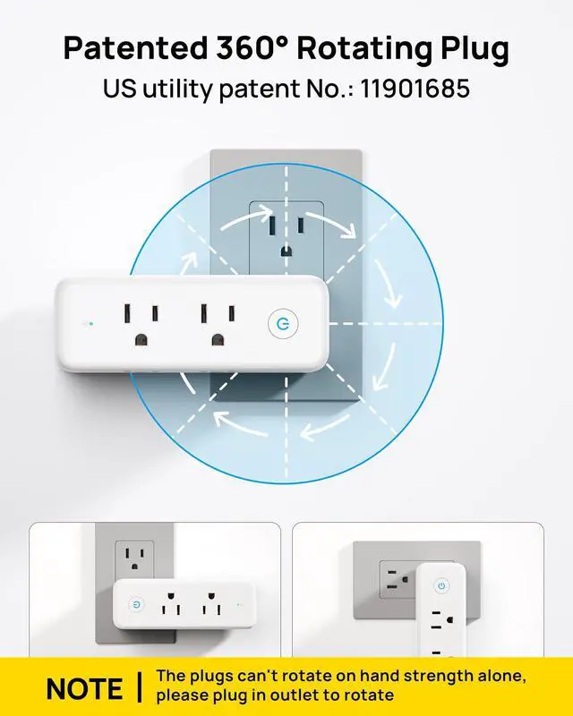 Alt view image 3 of 7 - Outlet Extender Surge Protector - 6 AC Outlet Splitter with Switch | Multi Plug Wall Outlet with 360 Rotating Plug, 1440J, 3 Way Plug Adapter for Tight Space in Home Bathroom Kitchen Office Dorm