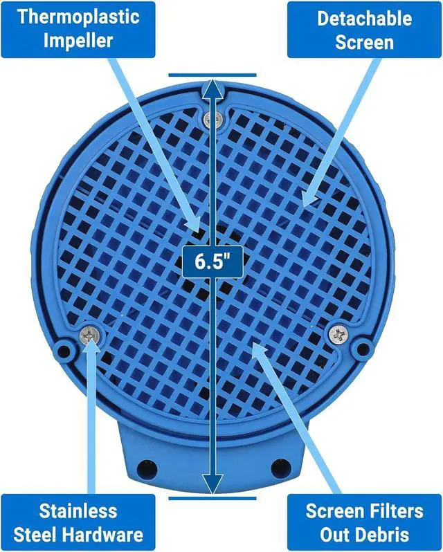 Alt view image 5 of 6 - Submersible Utility Water Pump: 1/3HP 2450 GPH Sump Pump High-efficiency Motor Clean Water Removal Drain Pump for Swimming Pool Pond Garden Basement