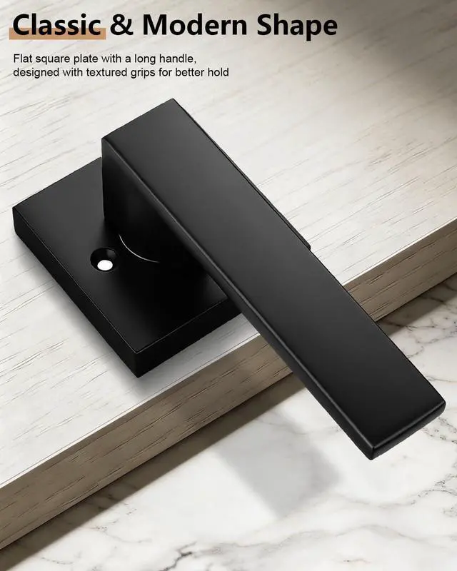 Alt view image 4 of 7 - Matte Black Square French Doors Half-Dummy Handles, Heavy Duty Closet Balcony Pantry Hardware, Non-Turning Stainless Steel Single Dummy Levers(Exposed Screws, 4 Pack)