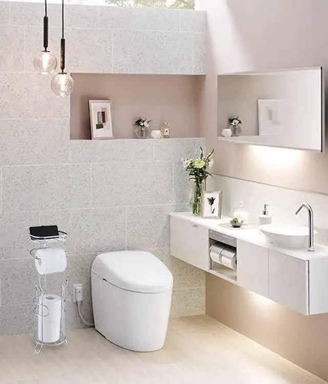 Alt view image 5 of 7 - Bathroom Heavyweight Toilet Tissue Paper Roll Storage Holder Stand with Reserve and Shelve, The Reserve Area Has Enough Space to Store Mega Rolls. (Chrome)