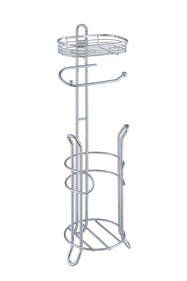 Alt view image 6 of 7 - Bathroom Heavyweight Toilet Tissue Paper Roll Storage Holder Stand with Reserve and Shelve, The Reserve Area Has Enough Space to Store Mega Rolls. (Chrome)
