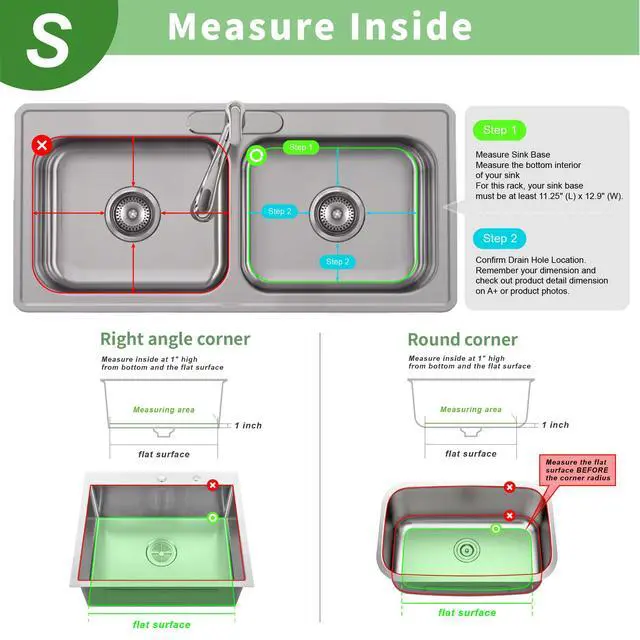 Alt view image 5 of 7 - 304 Stainless Steel Sink Protector Rack Rust-Resistant Grid for Kitchen Sink Bottom, Scratch Prevention, Drainage Support Fits Sinks 10.75" x 12.4", Center Drain Hole Required