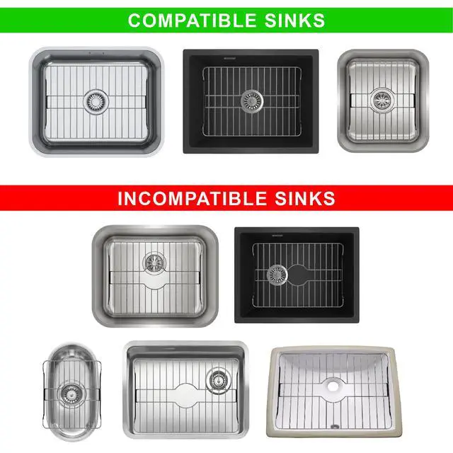 Alt view image 6 of 7 - 304 Stainless Steel Sink Protector Rack Rust-Resistant Grid for Kitchen Sink Bottom, Scratch Prevention, Drainage Support Fits Sinks 10.75" x 12.4", Center Drain Hole Required