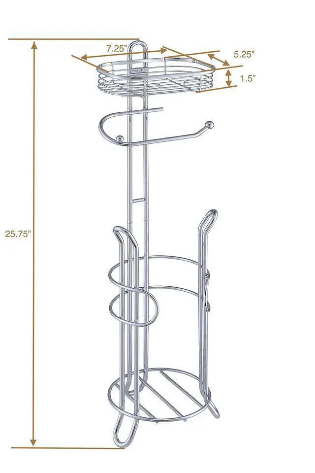 Alt view image 7 of 7 - Bathroom Heavyweight Toilet Tissue Paper Roll Storage Holder Stand with Reserve and Shelve, The Reserve Area Has Enough Space to Store Mega Rolls. (Chrome)