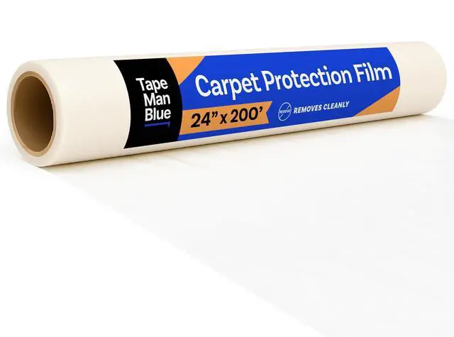Main image of Carpet Protection Film 24" x 200' roll, Self Adhesive Plastic Carpet Protector Film with Clean Removal & Easy Unwind, Durable Protection Tape to Shield Your Surface from Dirt and Spills