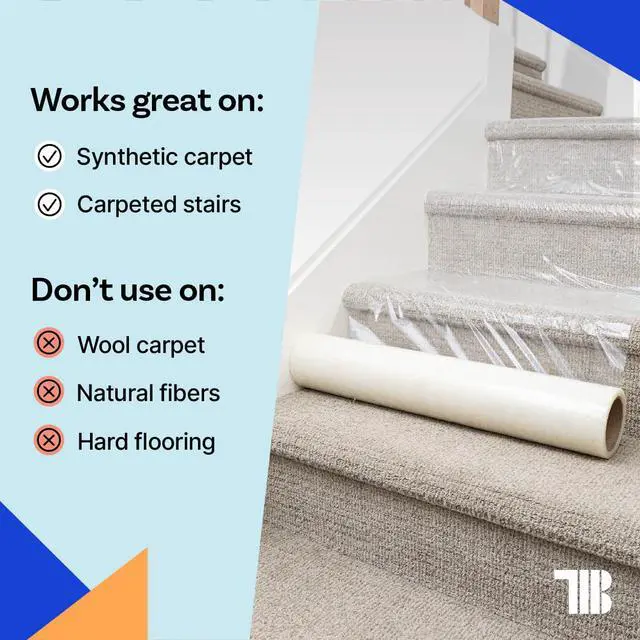 Alt view image 5 of 7 - Carpet Protection Film 24" x 200' roll, Self Adhesive Plastic Carpet Protector Film with Clean Removal & Easy Unwind, Durable Protection Tape to Shield Your Surface from Dirt and Spills