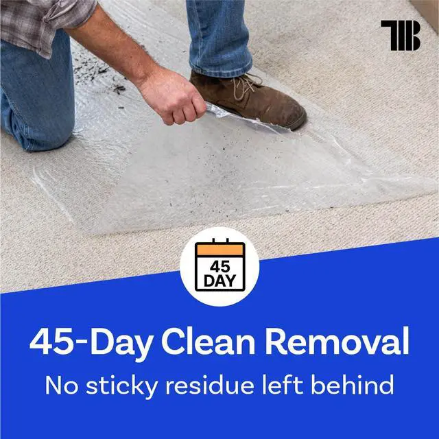 Alt view image 6 of 7 - Carpet Protection Film 24" x 200' roll, Self Adhesive Plastic Carpet Protector Film with Clean Removal & Easy Unwind, Durable Protection Tape to Shield Your Surface from Dirt and Spills