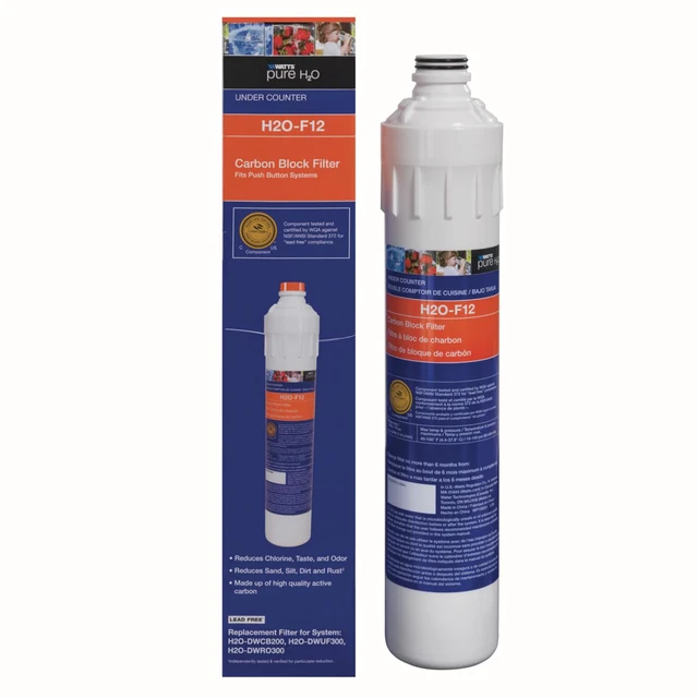 Alt view image 4 of 5 - H2O-F12 Pure H2O 5-Micron Carbon Block Replacement Filter Fits H2O-Dwcb200 H2O-Dwuf300 and H2O-Dwro300 Reduces Chlorine Taste and Odor Push Button Release 2000 Gallons Lifespan