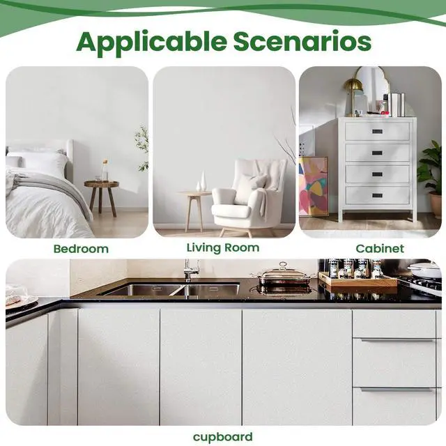 Alt view image 4 of 7 - White Textured Wallpaper Peel and Stick Silk Embossed Vinyl Contact Paper | 15.7" X 196.8" Removable Wrap Paper for Cabinet - New Environmentally Friendly Upgrade Wall Paper for Cabinets Shelves
