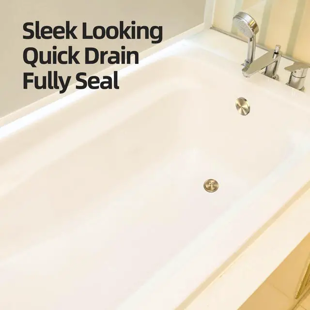 Alt view image 5 of 7 - Champagne Brushed Gold Bronze Bathtub Drain, Hair Catcher and 2-Hole Overflow Faceplate, 11.5/16 UNC, Lift and Turn Bathtub Drain Replacement, Tub Drain Stopper