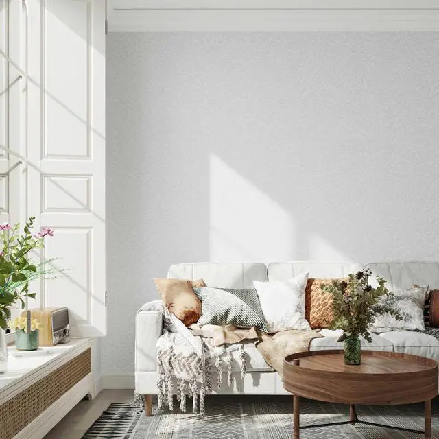 Alt view image 7 of 7 - White Textured Wallpaper Peel and Stick Silk Embossed Vinyl Contact Paper | 15.7" X 196.8" Removable Wrap Paper for Cabinet - New Environmentally Friendly Upgrade Wall Paper for Cabinets Shelves