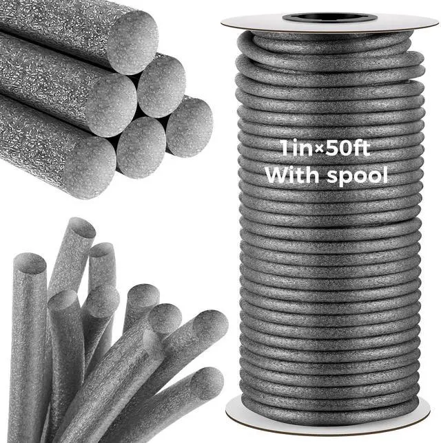 Main image of 1 Roll 1 Inch X 50 ft Foam Backer Rod for Gaps Joints,Gray | Caulk Saver Concrete Crack Filler, Weather Stripping Seal, Door Window Insulation, Backing Rod Expansion Joints
