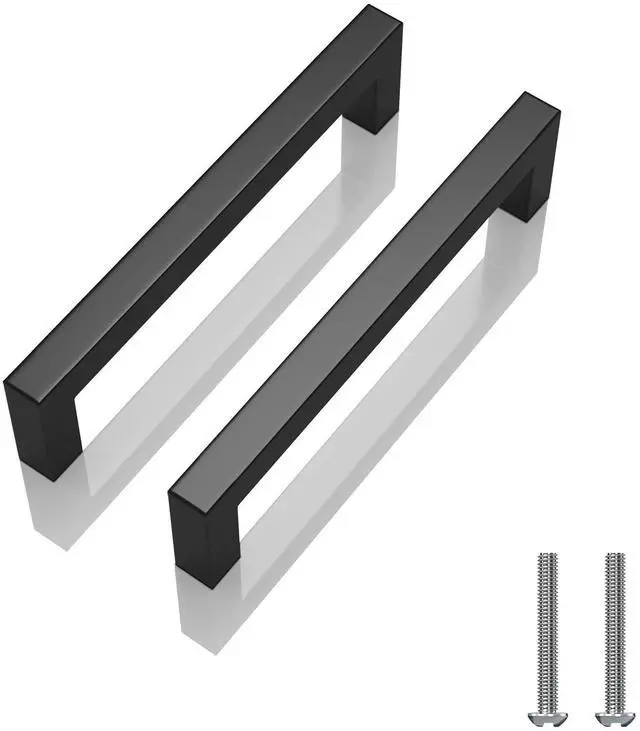 Main image of Matte Black 5 Inch Cabinet Handles, 30 Pack Cabinet Pulls | Square Kitchen Cabinet Handles, Included Screws, Easy Install, Stainless Steel, For Bathroom, Bedroom, Cupboard Cabinet