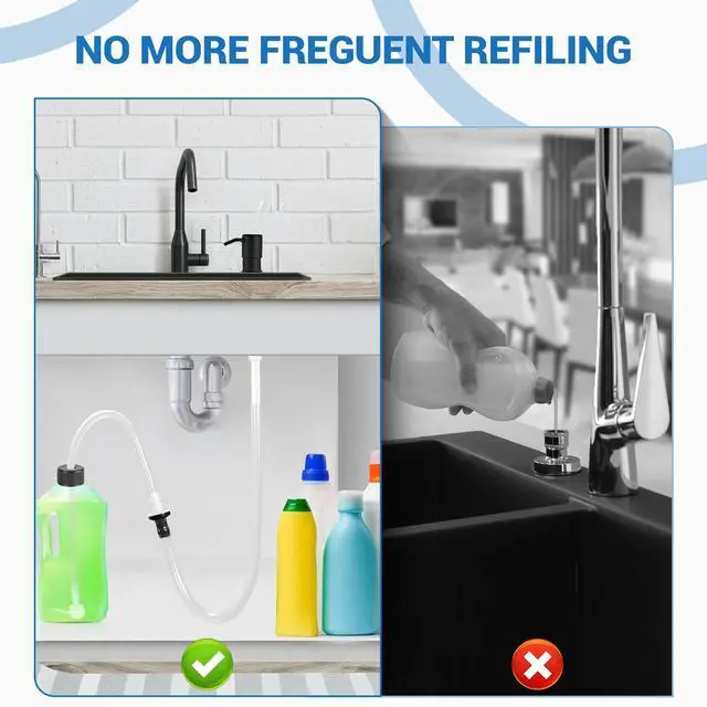 Alt view image 2 of 7 - Sink Soap Dispenser Extension Kit: Under Sink Dish Soap Dispenser with 47" Tube Hose and Check Valve for Prevent Backflow Countertop Kitchen Sink Accessories