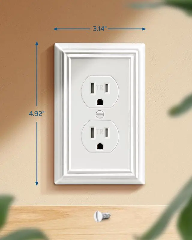 Alt view image 7 of 7 - 4 Pack White Outlet Cover Plate, White Metal Outlet Covers | 4.88"×3.13", Decorative Receptacle, Ideal for GFCI, Dimmer Switch, Toggle Switch