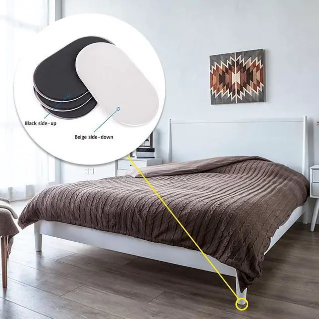 Alt view image 2 of 7 - Reusable Large Furniture Movers Sliders for Carpet and Hardwood Floors-8 Pack 9-1/2" Oval Moving Pads Protector for Heavy Duty Sofa Bed Table Desk,Quickly and Easily Move Any Item, Beige