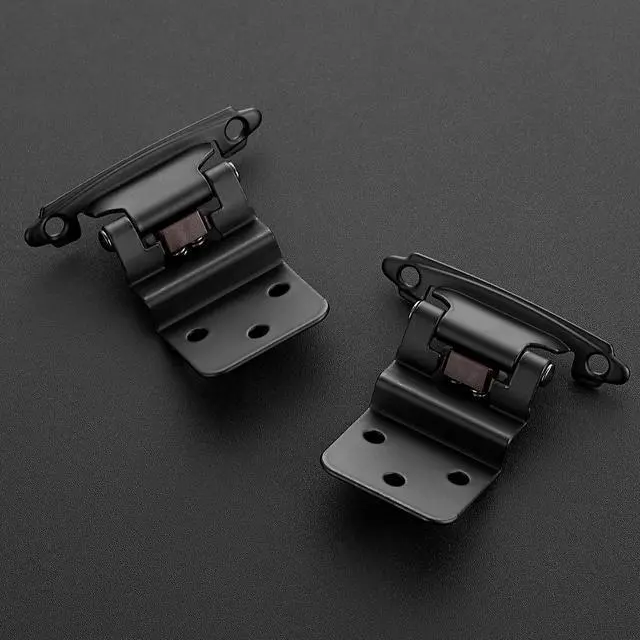 Alt view image 2 of 7 - 3/8" Inset Matte Black Cabinet Hinges 60 Pack (30 Pairs) | Self-Closing Design, Face Frame Door Fit, Door Bumpers Included, Decorative Cabinet Hardware, for Kitchen Bathroom Furniture