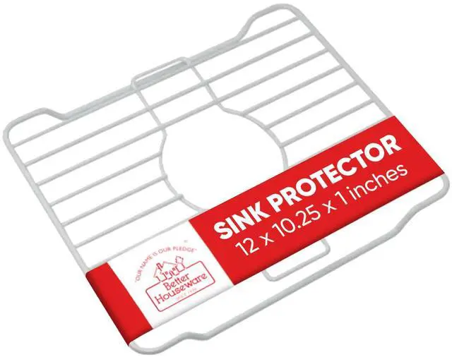 Main image of Small White Sink Protector for Kitchen Sink, Metal Grid Mat Fits Compact Single-Bowl Sinks, 12x10.25 in