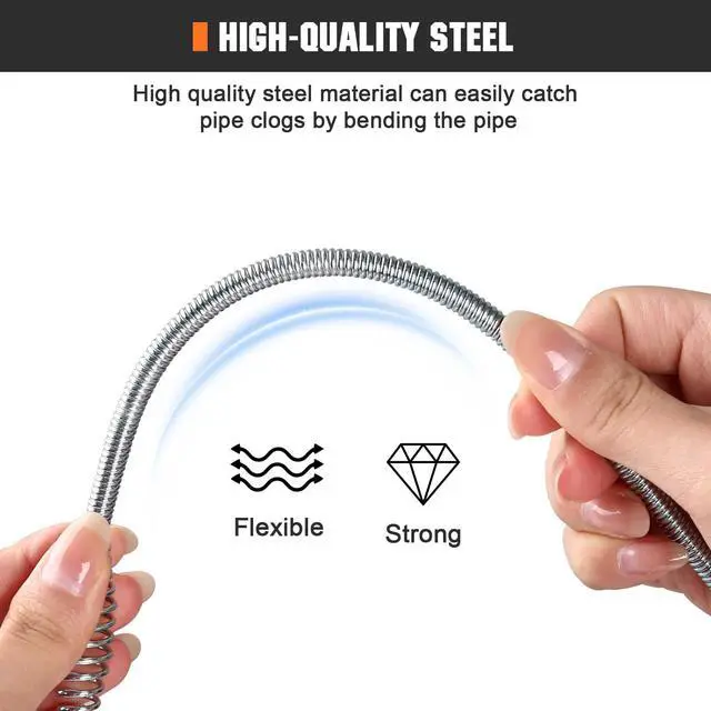 Alt view image 2 of 6 - Drain Auger 25 Ft,Plumbing Snake With Drill Adapter,Pipe Clog Remover for Kitchen Bathroom Shower Sink Cleaning,Flexible Spring Steel