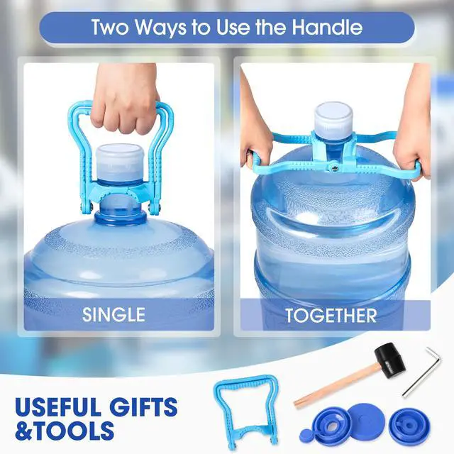 Alt view image 4 of 7 - 5 Gal Jug Rack, 3 Tier for 6 | Heavy duty steel, built-in lifter, includes cap, holds 6 bottles, kitchen/office/gym