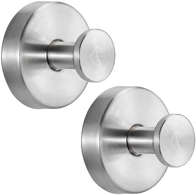 Main image of Suction Cup Hooks for Shower No-Drill Bathroom Hooks for Towels, Robes, Loofah Mountable on Bathroom Walls, Kitchen, Glass, Mirrors, Tile and Smooth,Non-Porous Surfaces (2, Brushed Nickel)
