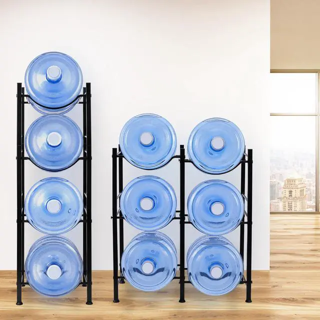Alt view image 7 of 7 - 5 Gal Jug Rack, 3 Tier for 6 | Heavy duty steel, built-in lifter, includes cap, holds 6 bottles, kitchen/office/gym
