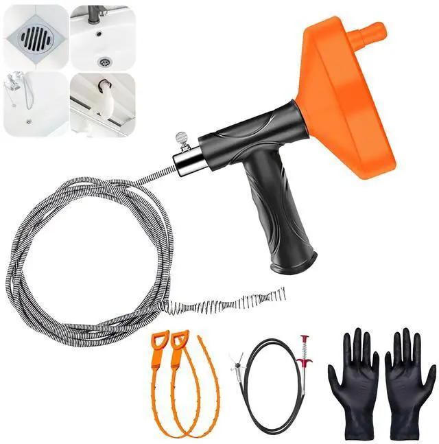 Main image of 33 Feet Drain Snake Auger, Plumbing Snake Drain Hair Clog Removal Tool, Heavy Duty Toilet Snake Auger, Sink Unclogger Drain Cleaner Tool for Bathroom Kitchen Tub Shower with Gloves