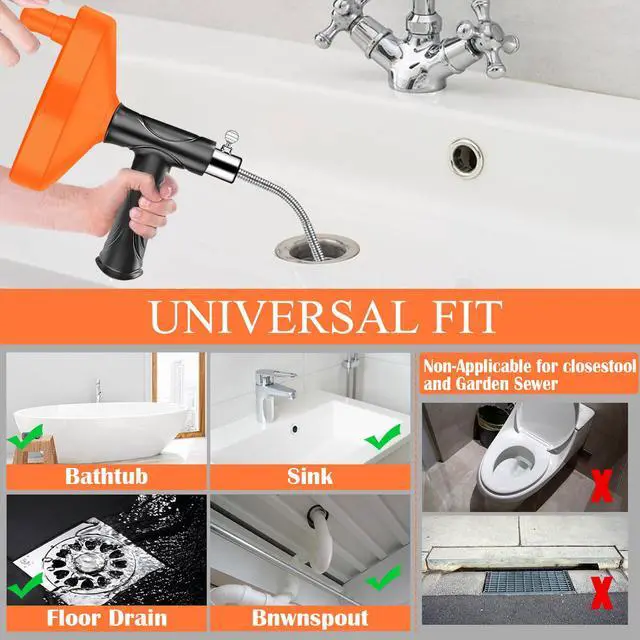 Alt view image 2 of 7 - 33 Feet Drain Snake Auger, Plumbing Snake Drain Hair Clog Removal Tool, Heavy Duty Toilet Snake Auger, Sink Unclogger Drain Cleaner Tool for Bathroom Kitchen Tub Shower with Gloves