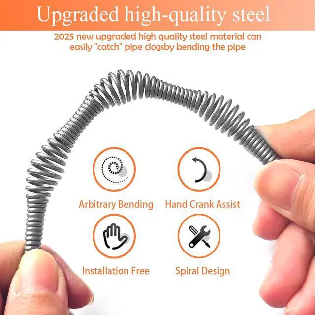 Alt view image 5 of 7 - 33 Feet Drain Snake Auger, Plumbing Snake Drain Hair Clog Removal Tool, Heavy Duty Toilet Snake Auger, Sink Unclogger Drain Cleaner Tool for Bathroom Kitchen Tub Shower with Gloves