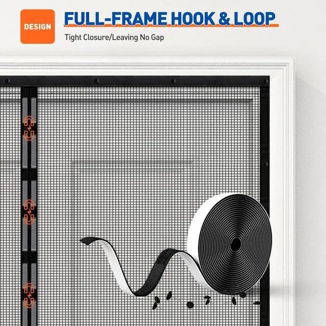 Alt view image 5 of 6 - Magnetic Screen Door Fits Door Size 36"x 80", Heavy Duty Mesh | 38" x 81" Heavy Duty Door Screen Magnetic Closure & Windproof Fastener, Pet Friendly Front Screen Door Magnets, Black