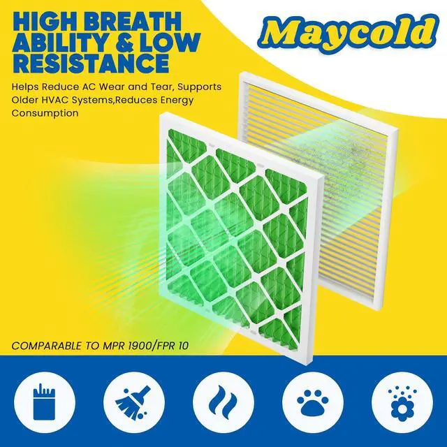 Alt view image 2 of 7 - MERV 13 10x20x1 Air Filter (6-Pack), High-Efficiency Pleated AC & Furnace Filters, Actual Size: 9.70 x 19.70 x 0.75, Individually Wrapped in Plastic